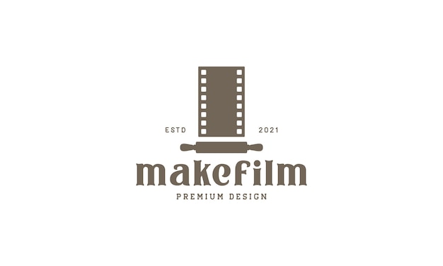 Кинотеатр с роликовым штифтом логотип символ вектор значок иллюстрации графический дизайн