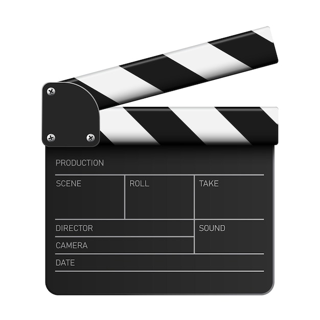 movie clapper black and white movie slate isolated clipart on white background cinematography and filmmaking equipment film clapper design element vector illustration