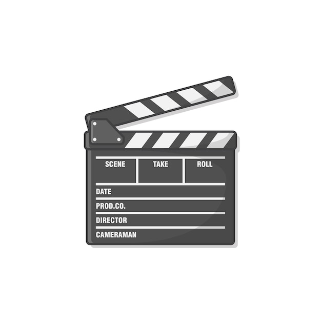 Movie Clapper Board  Icon Illustration. Cinema Clapperboard Icon. Movie Production