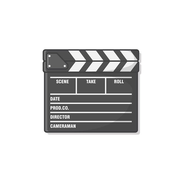 Vector movie clapper board icon illustration isolated