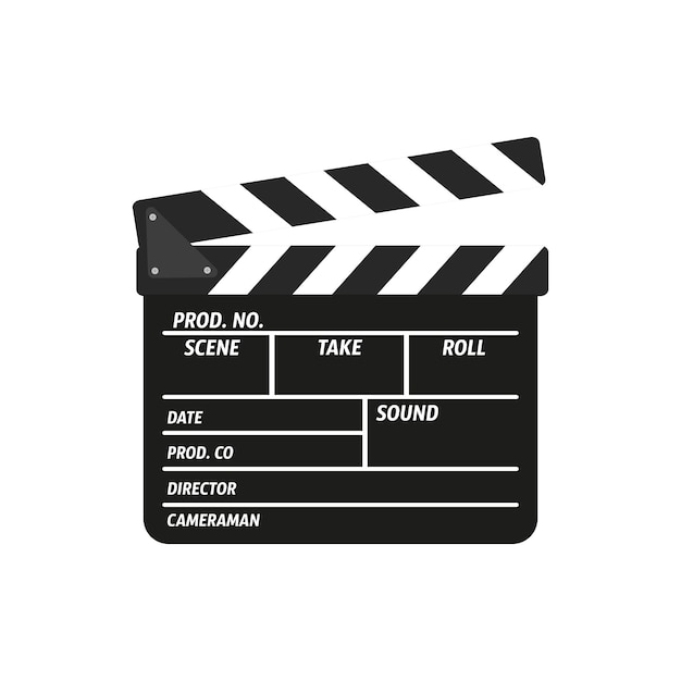 Movie clapper board isolated on white background