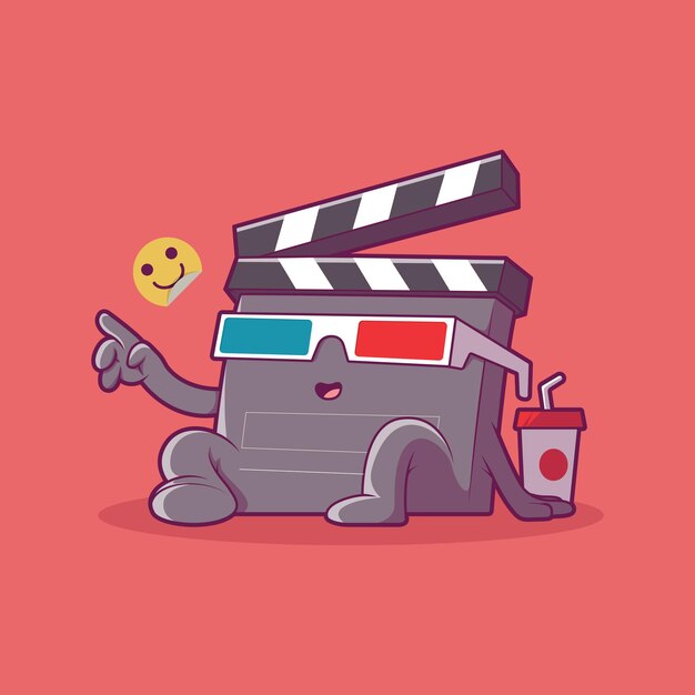 Vector movie clapper character vector illustration entertainment movies imagination design concept