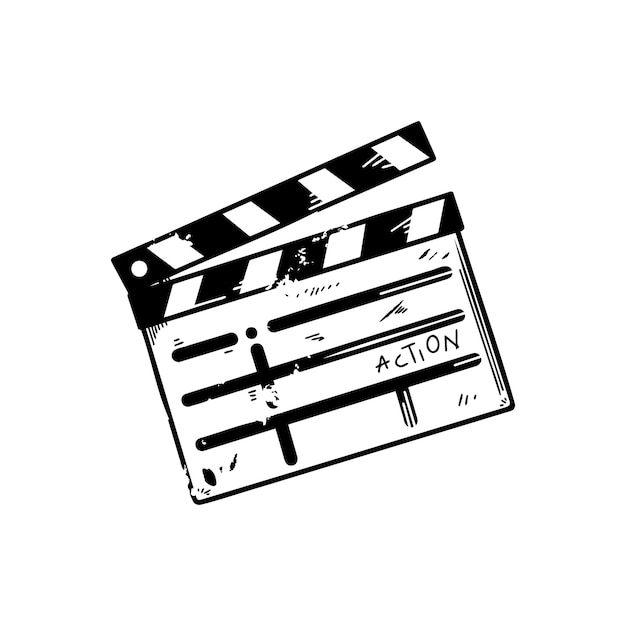 영화 clapperboard 낙서 아이콘 비디오 클립 장면을 시작하기 위해 보드 박수