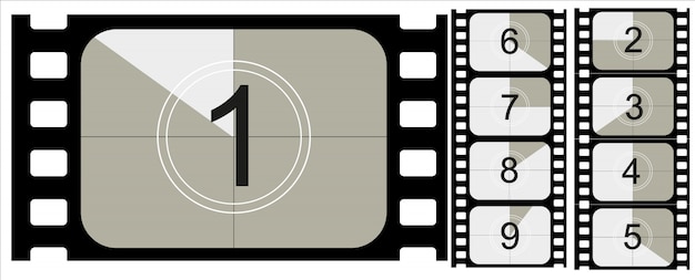 映画のカウントダウン、ヴィンテージのサイレントフィルム、空白のフルフレーム静止写真フィルム現実的な35ミリメートルの比率、アイコンのセット