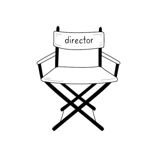 Vector movie director chair doodle line icon film director chair isolated doodle drawing element vector illustration