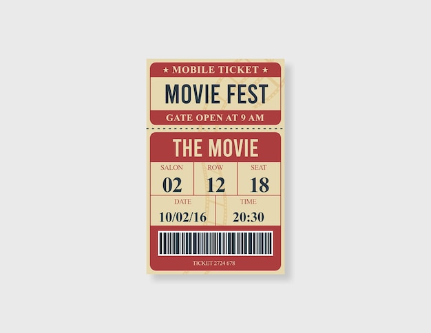 Vector movie e ticket template