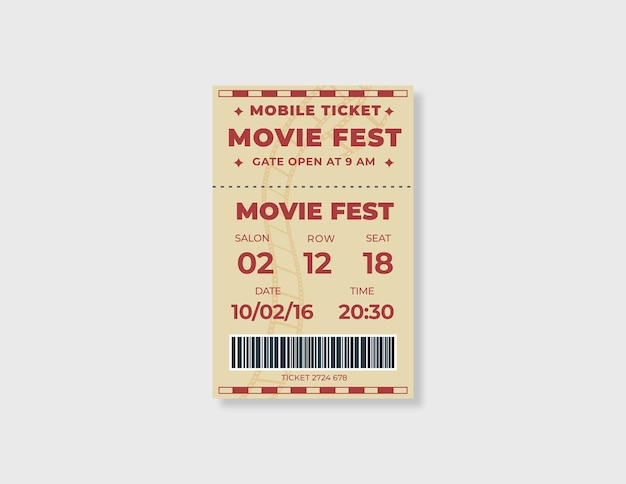 Vector movie e ticket template