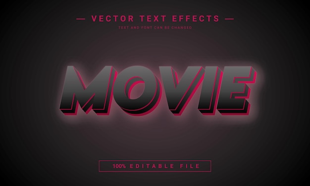 Vettore effetto di testo 3d modificabile per film