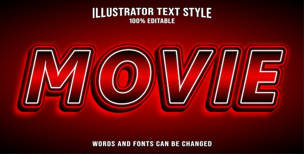 Vector movie editable text effect