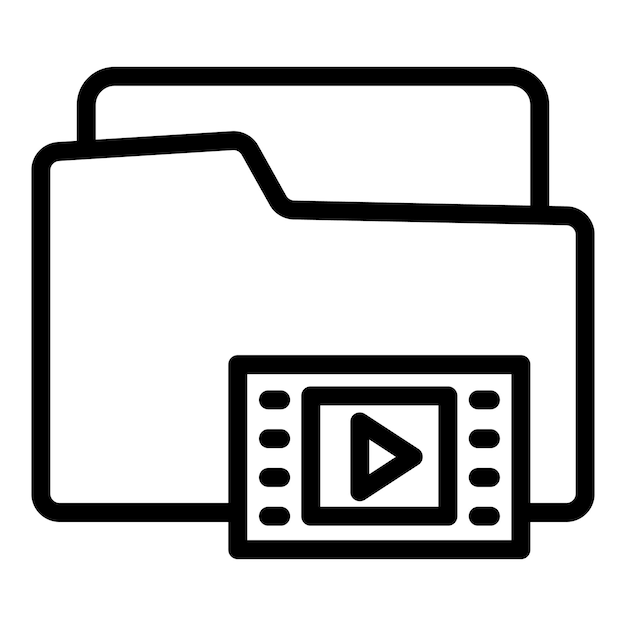동영상 파일 아이콘 흰색 배경에 고립된 웹 디자인을 위한 개요 동영상 파일 벡터 아이콘