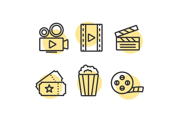 Vector movie icon set cinematography illustration symbol sign entertainment vector desing