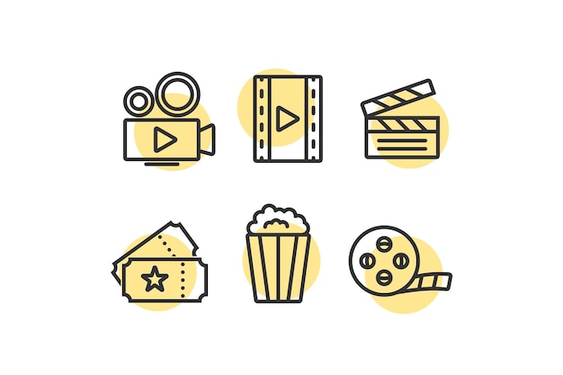 Movie icon set Cinematography illustration symbol Sign entertainment vector desing