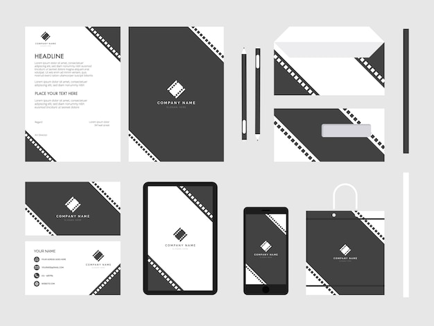 Vector movie modern flat business corporate identity stationery