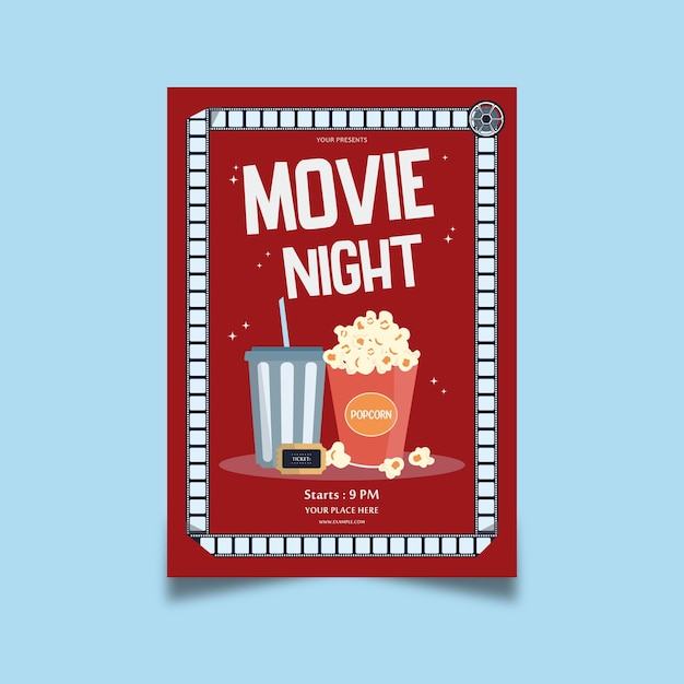 Vector movie night flyer design