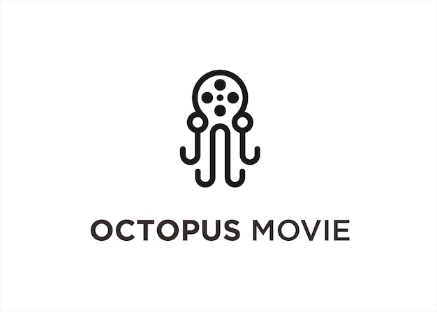 Movie octopus logo design vector illustration