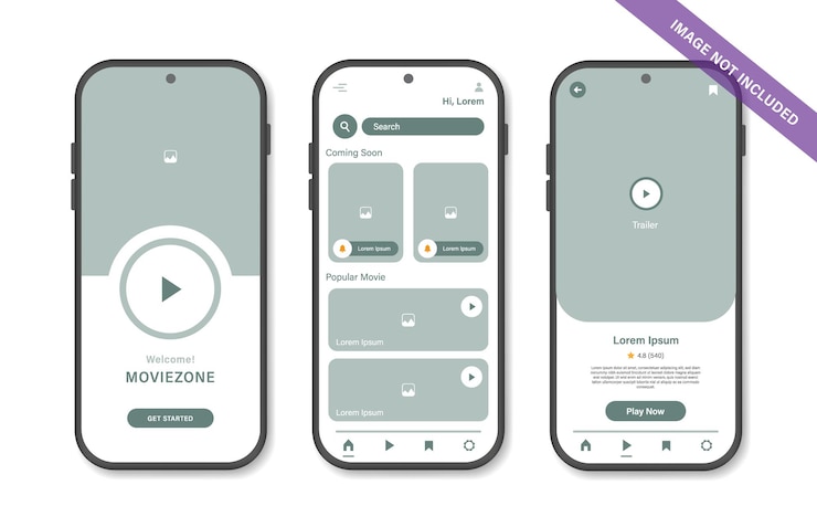 Vector movie player app interface design template