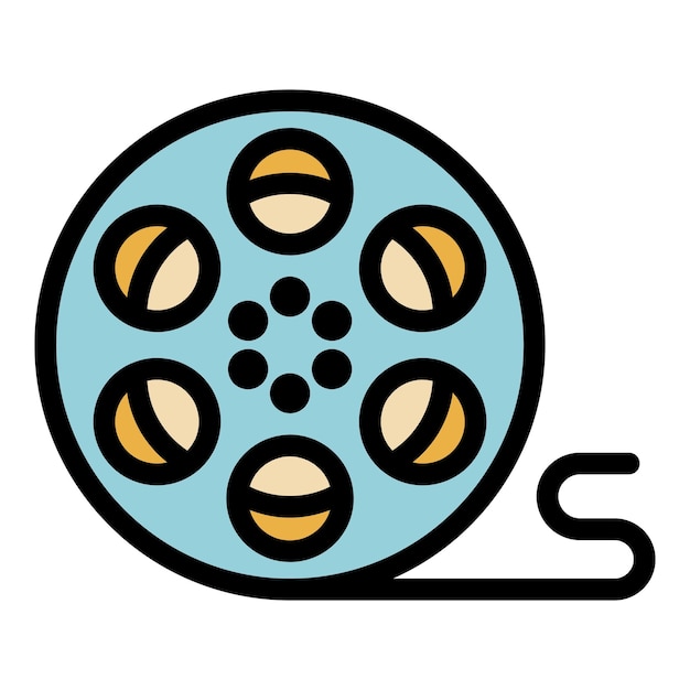 Movie reel icon outline movie reel vector icon color flat isolated