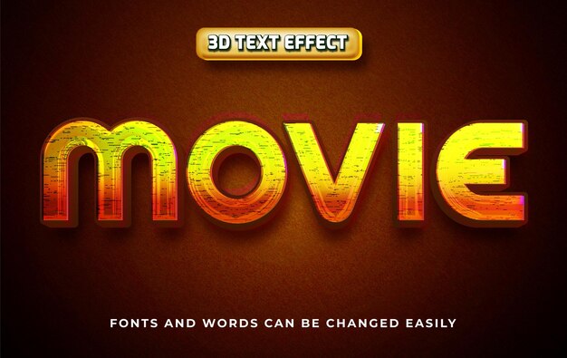 movie series 3d editable text effect style