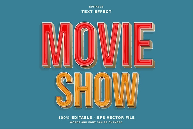 Movie show retro style editable text effect