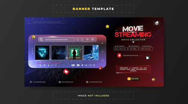 Modello di banner per la vendita di promozione in streaming di film