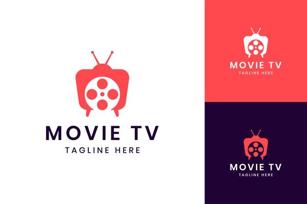 Movie television negative space logo design