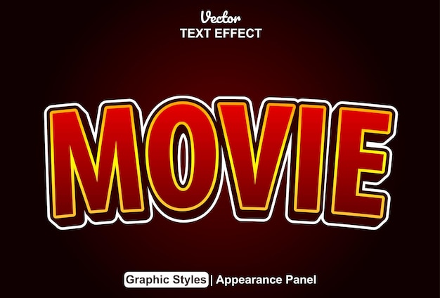 Vector movie text effect with red graphic style and editable