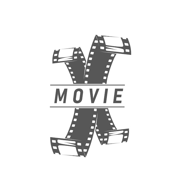 Movie theater icon with cinematography film strips