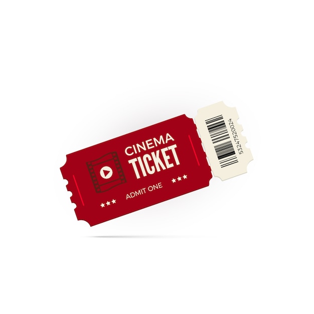 Vector movie ticket.  red cinema ticket  on white background.  illustration