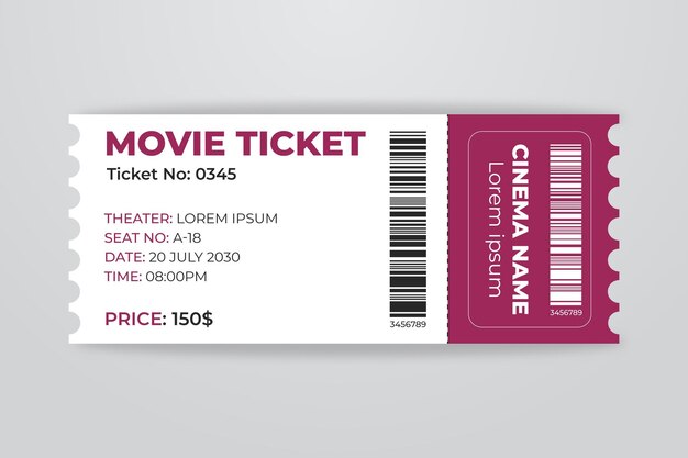 Vector movie ticket template