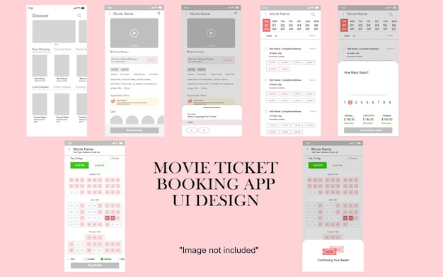 Modello di interfaccia utente del biglietto del cinema