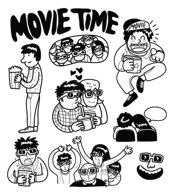 Movie time cartoon doodle