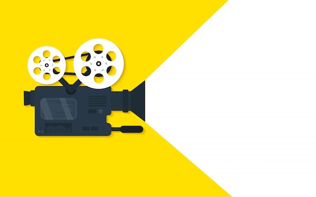 Movie time flat concept background. cinema banner design