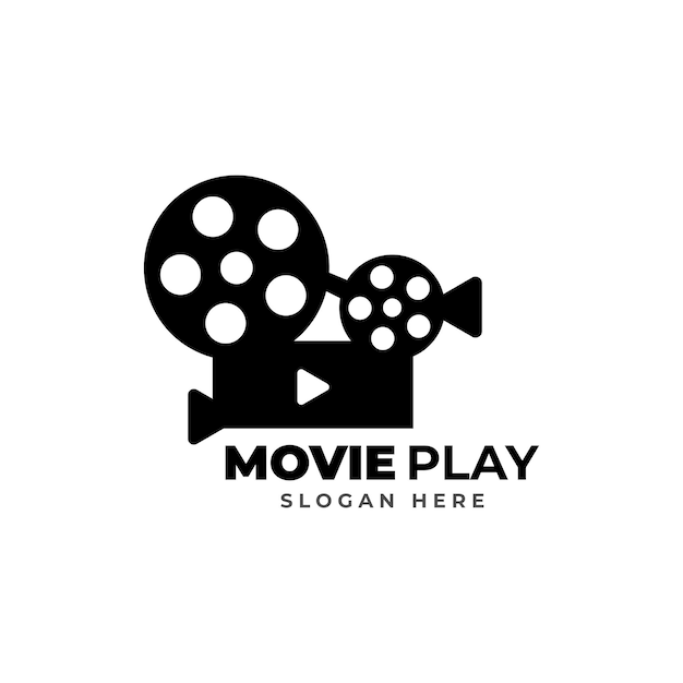 分離の白い背景で映画ビデオ シネマ撮影映画制作ロゴ デザイン ベクトル