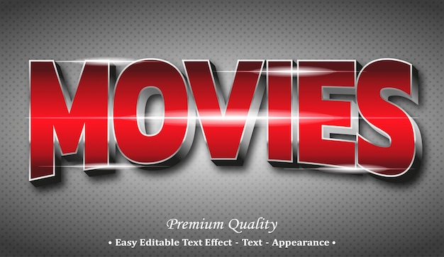 Vector movies 3d editable text style effect