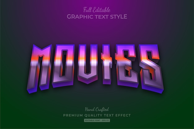 Movies 80's gradient editable   text style effect