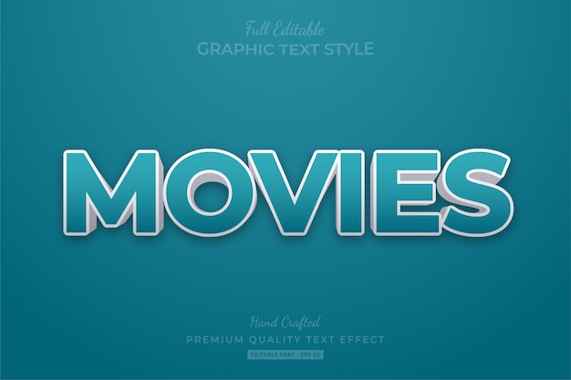 Movies Editable Eps Text Style Effect Premium