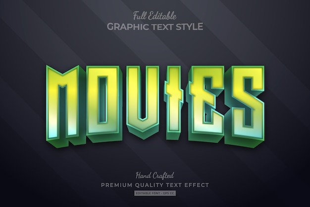 Vector movies gradient editable premium text effect font style