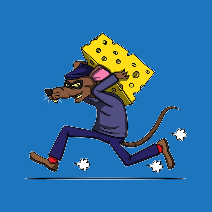 Vector moving cheese rat burglar