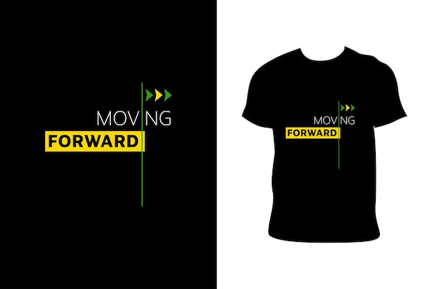 Moving forward v-neck playera, hombre l, negro t shirt design vector illustration