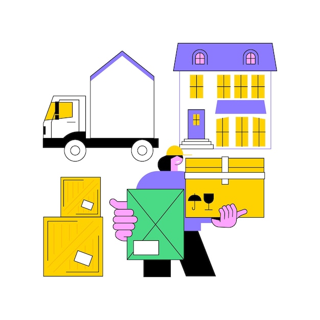 Vettore illustrazione di vettore di concetto astratto di servizi di casa in movimento