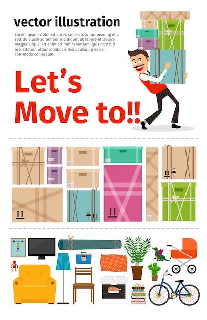 Vector moving into new apartment infographics