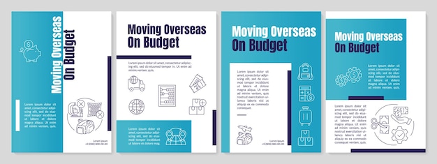 Moving overseas on budget teal brochure template