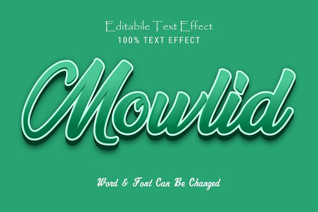 Mowlid-teksteffect, komisch lettertype, woord en lettertype kunnen worden gewijzigd