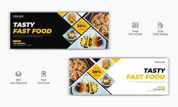 Vector mozaic style restaurant food sale biedt sociale media post facebook voorpagina tijdlijn webadvertentie bannermalplaatje