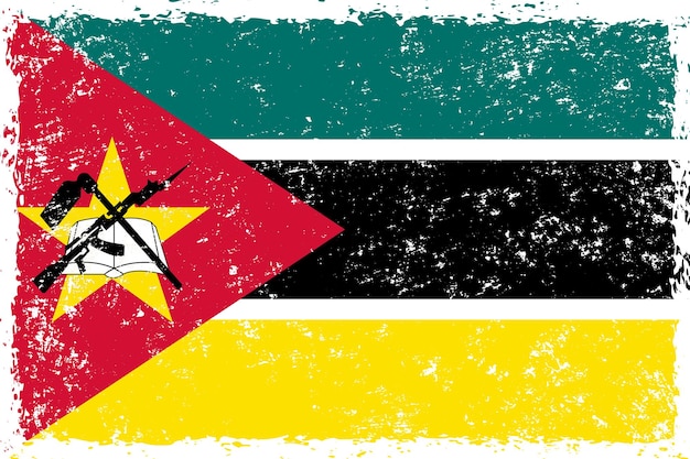 Mozambique flag in grunge distressed style