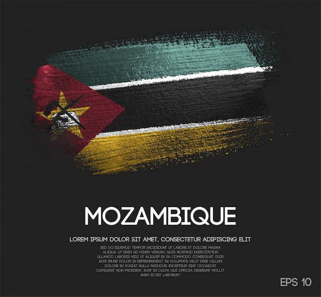 Mozambique flag made of glitter sparkle brush paint