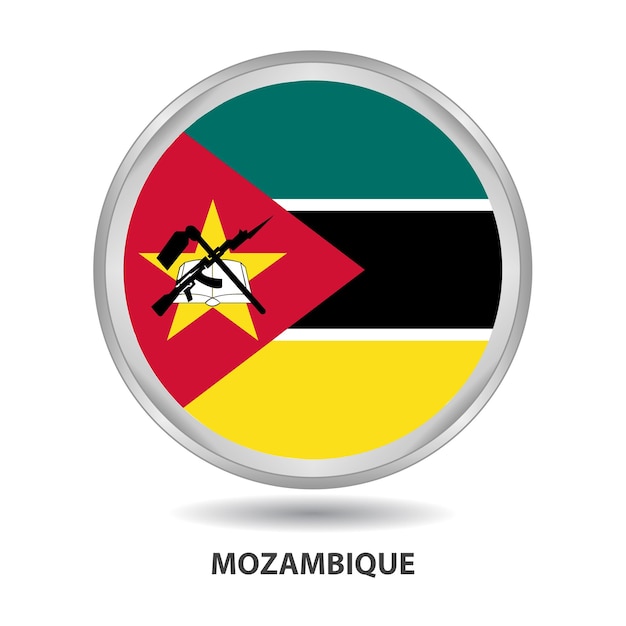 Mozanbique ronde vlag ontwerp wordt gebruikt als badge, knop, pictogram, muurschildering