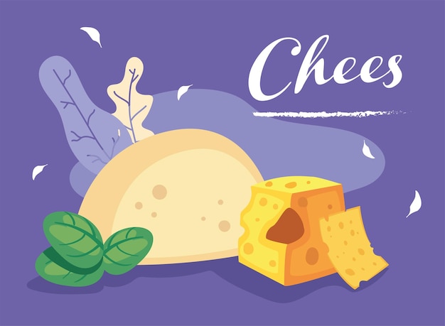 Сыр Моцарелла и кусочки желтого сыра