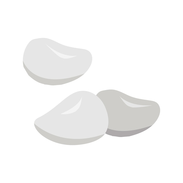 Mozzarella in flat style Ingredients for Italian cuisine Pieces of traditional cheese for Italian pizza Vector clipart for culinary book pizzeria menu and web design