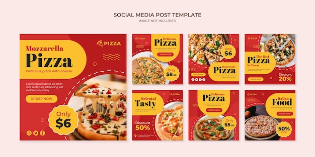 Mozzarella pizza social media instagram post template